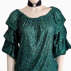 CECE GREEN SEQUIN TOP SIZE XL
